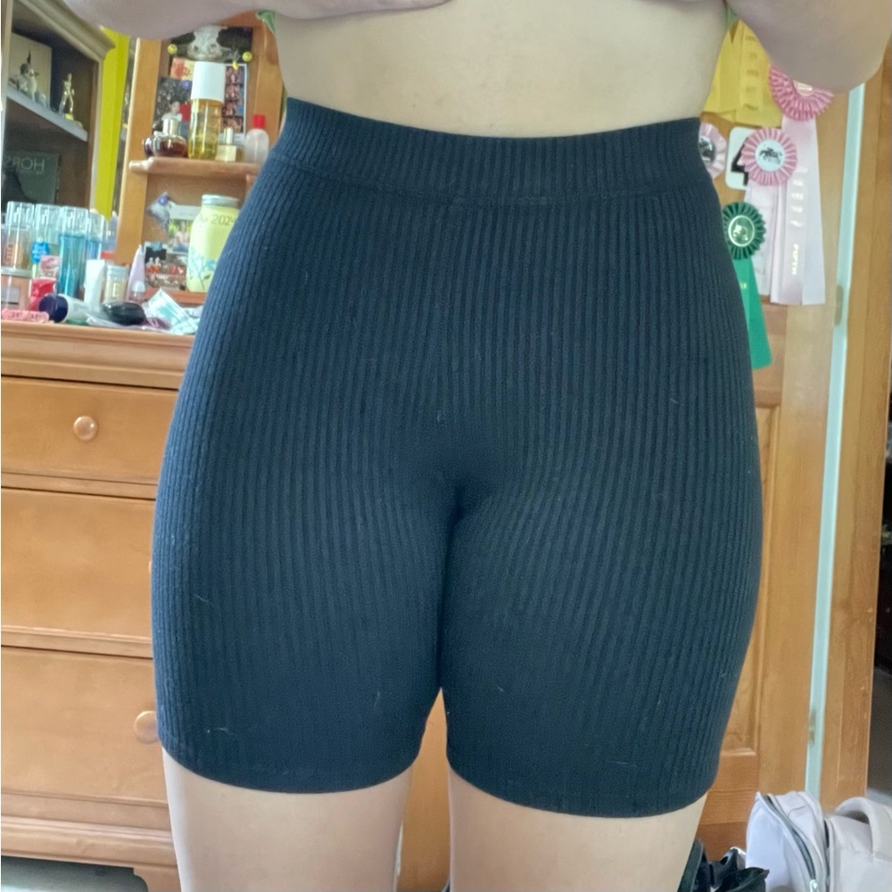 Ribbed biker shorts